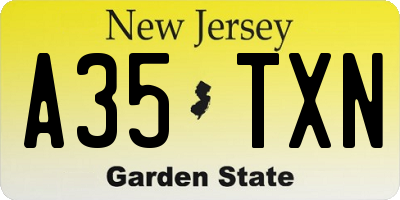 NJ license plate A35TXN