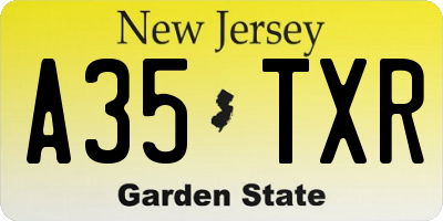 NJ license plate A35TXR