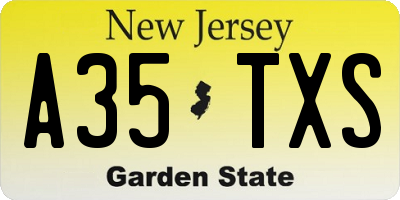 NJ license plate A35TXS