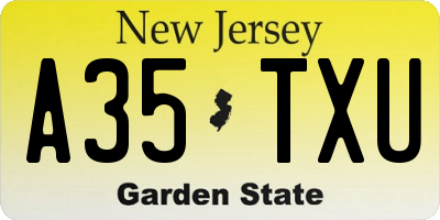 NJ license plate A35TXU