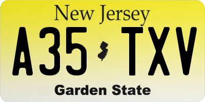 NJ license plate A35TXV