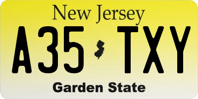 NJ license plate A35TXY
