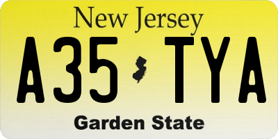NJ license plate A35TYA