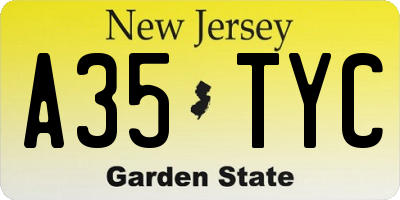 NJ license plate A35TYC