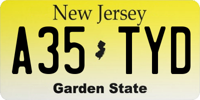 NJ license plate A35TYD