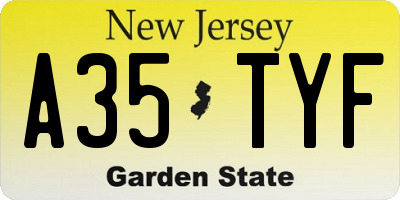 NJ license plate A35TYF