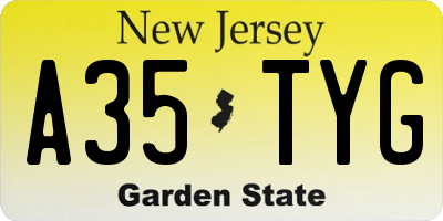 NJ license plate A35TYG