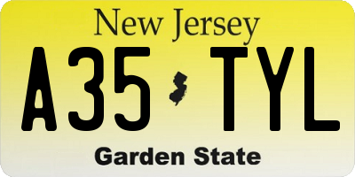 NJ license plate A35TYL
