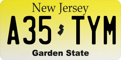 NJ license plate A35TYM