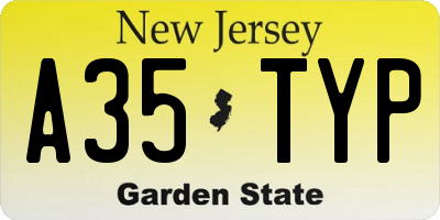 NJ license plate A35TYP