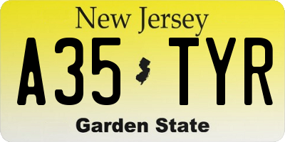NJ license plate A35TYR