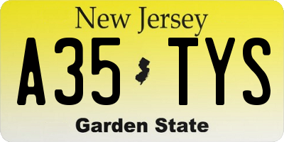 NJ license plate A35TYS