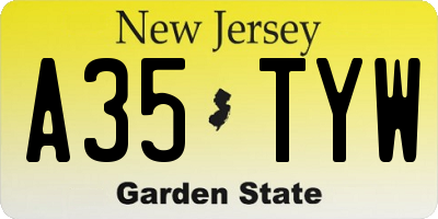 NJ license plate A35TYW