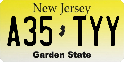 NJ license plate A35TYY