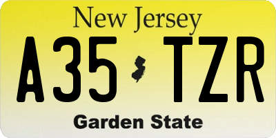 NJ license plate A35TZR