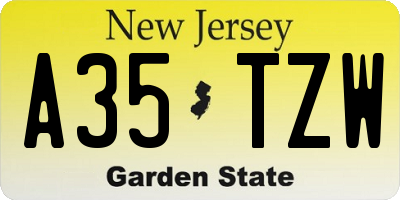 NJ license plate A35TZW