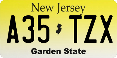 NJ license plate A35TZX