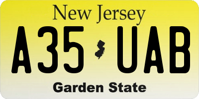 NJ license plate A35UAB