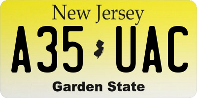 NJ license plate A35UAC