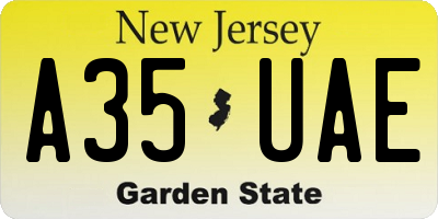 NJ license plate A35UAE