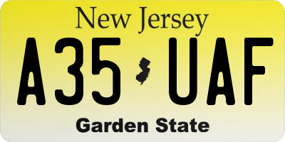 NJ license plate A35UAF