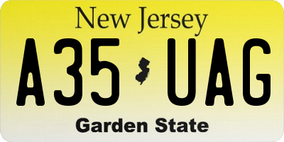 NJ license plate A35UAG