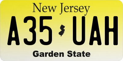 NJ license plate A35UAH