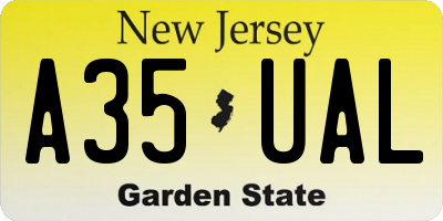 NJ license plate A35UAL