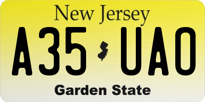 NJ license plate A35UAO