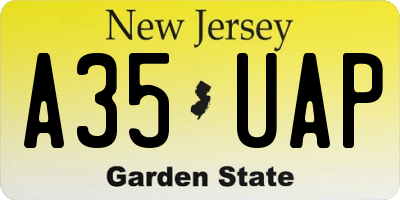 NJ license plate A35UAP