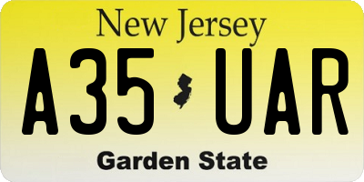 NJ license plate A35UAR