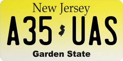 NJ license plate A35UAS