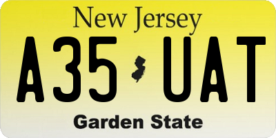 NJ license plate A35UAT