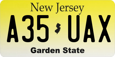 NJ license plate A35UAX