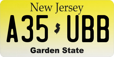 NJ license plate A35UBB