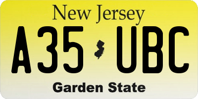 NJ license plate A35UBC