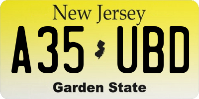NJ license plate A35UBD
