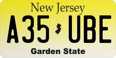 NJ license plate A35UBE
