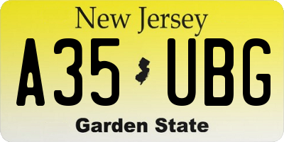 NJ license plate A35UBG