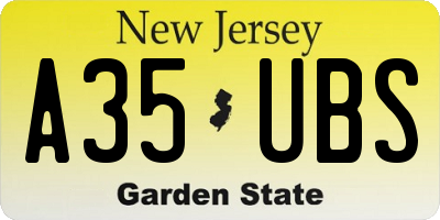 NJ license plate A35UBS