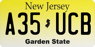 NJ license plate A35UCB