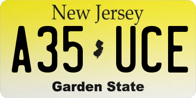 NJ license plate A35UCE