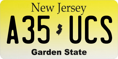 NJ license plate A35UCS