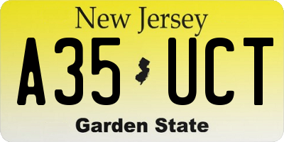 NJ license plate A35UCT