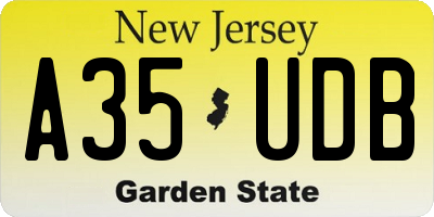 NJ license plate A35UDB