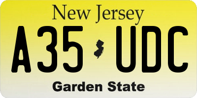 NJ license plate A35UDC