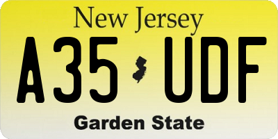 NJ license plate A35UDF