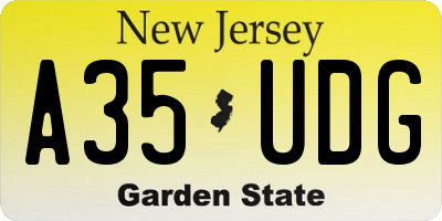 NJ license plate A35UDG