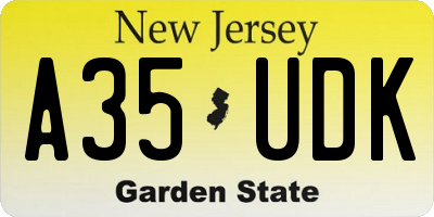 NJ license plate A35UDK