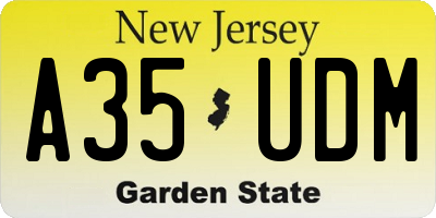NJ license plate A35UDM